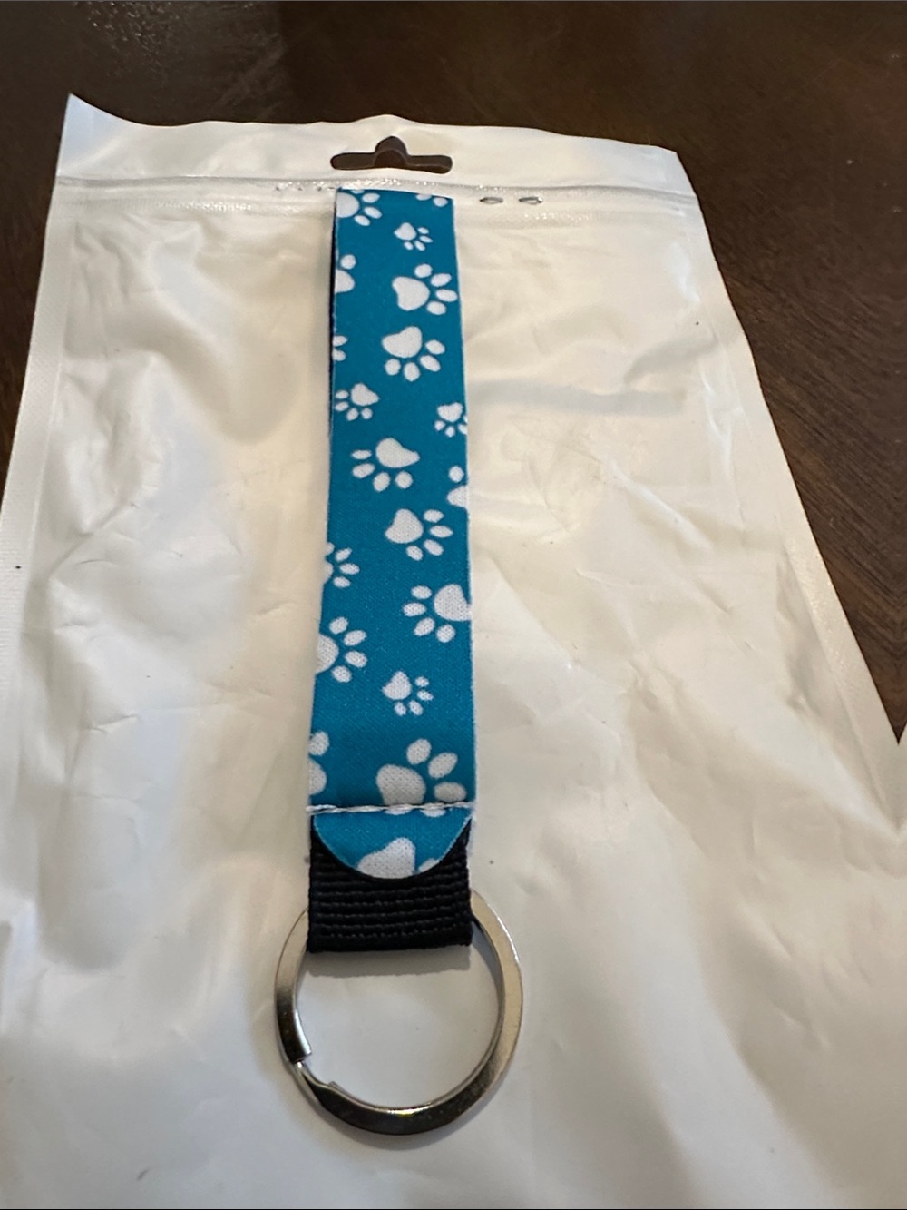 Aqua Blue Paw Print Key Fob Wristlet